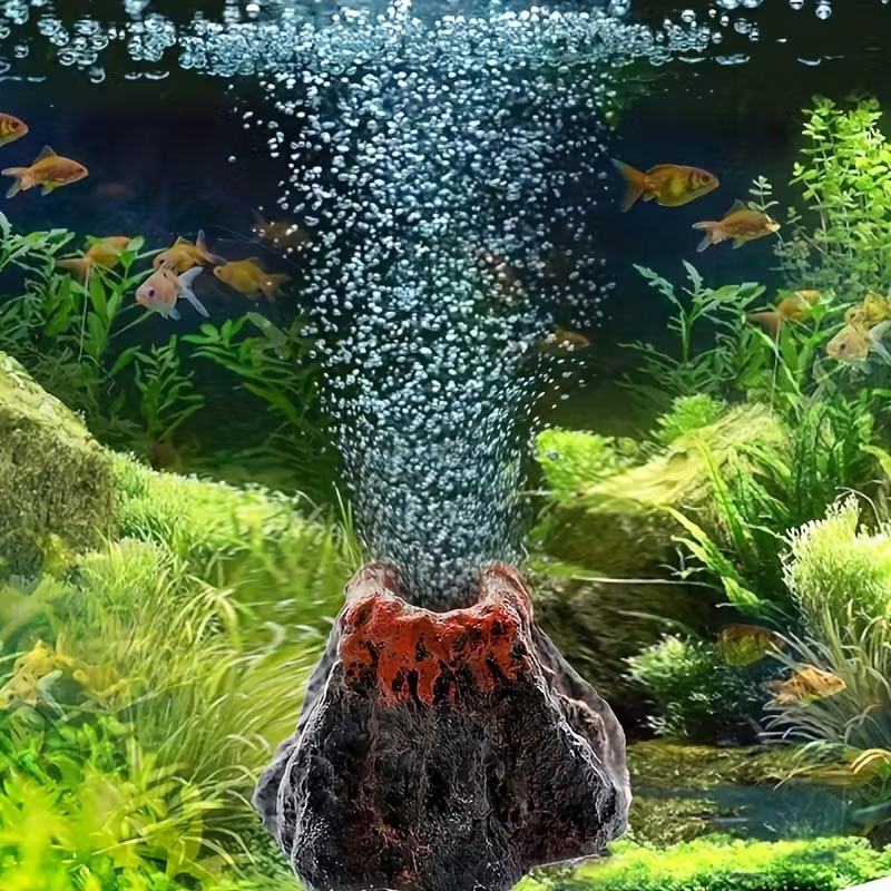 Fish Toys For Aquarium - หินฟองอากาศภูเขาไฟสำหรับตู้ปลา ไม่ต้องใช้แบตเตอรี่ เพิ่มออกซิเจนและตกแต่ง สวยงาม เหมาะสำหรับตู้ปลาขนาดเล็ก