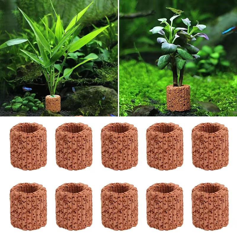 Aquarium Fish Hiding Places - พืชน้ําแหวนคงที่สําหรับพิพิธภัณฑ์สัตว์น้ําภูมิทัศน์เซรามิคน้ําหม้อแหวนเครื่องมือตกแต่งอุปกรณ์เสริมถังปลา
