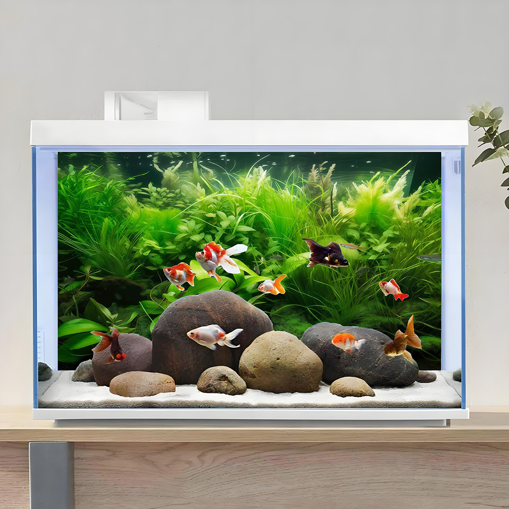 Aquarium Fish Paradise - วอเตอร์กราสพาราไดซ์ ภาพพื้นหลังตู้ปลา สติ๊กเกอร์ติดตู้ปลา แบบติดด้านหน้าเองได้ ของตกแต่งตู้ปลา