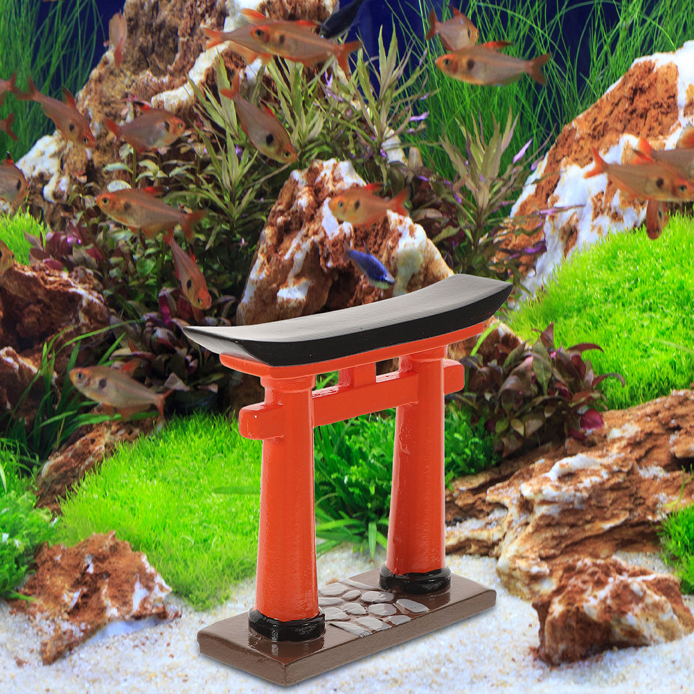 Aquarium Mini Fish - ประตูโทริขนาดเล็ก 2 ชิ้น ทำจากเรซิน ปลอดภัยและเรียบเนียน เหมาะสำหรับตู้ปลา