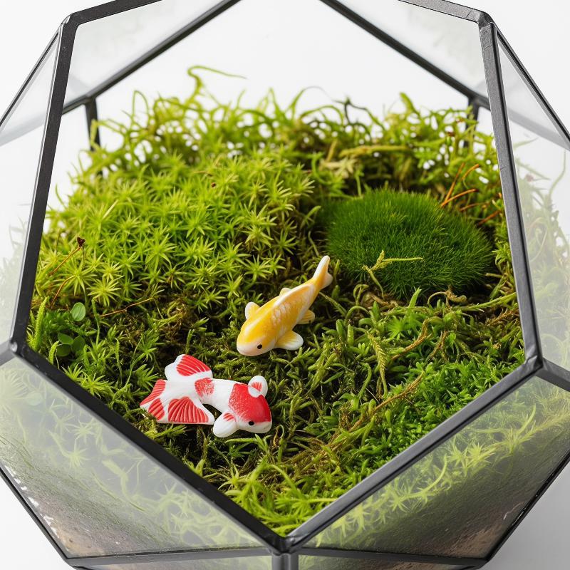 Aquarium Mini Fish - รูปปั้นปลาคาร์ฟเรซิ่นขนาดเล็ก น่ารัก สีสันสดใส ตกแต่งดอกบัว ปลอดสารพิษ กันน้ำ