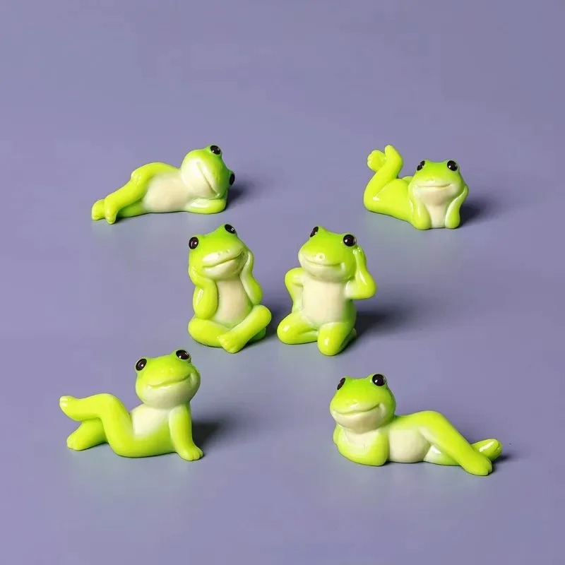 Aquarium Mini Fish - 6 ชิ้นการ์ตูนมินิตลกตุ๊กตากบเครื่องประดับตั้งโต๊ะห้องนั่งเล่นไมโครภูมิทัศน์ตู้ปลาอุปกรณ์ตกแต่งตู้ปลา