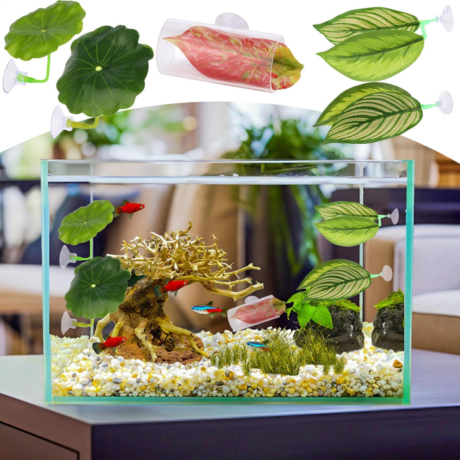 Fish Toys For Aquarium - เปลใบไม้สำหรับปลาเบต้า 5 ชิ้น ชุดของเล่นตกแต่งตู้ปลาแบบปรับได้ สำหรับเล่น ผสมพันธุ์