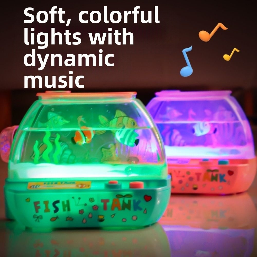 Fish Toys For Aquarium - ของเล่นตู้ปลาจำลองสร้างสรรค์พร้อมดนตรีและแสงไฟ ตู้ปลาจำลองขนาดเล็กน่ารัก ตกแต่งตู้ปลาไฟฟ้า