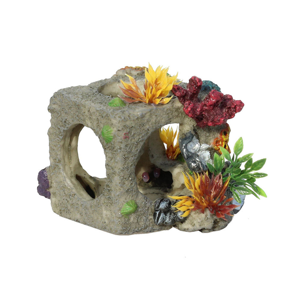 Aquarium Fish Low Maintenance - 1 ชิ้น หินปะการังจำลองสำหรับตกแต่งตู้ปลา จุดซ่อนตัวปลา ของตกแต่งเพื่อเพิ่มความสวยงามให้กับตู้ปลา ดูแลง่าย